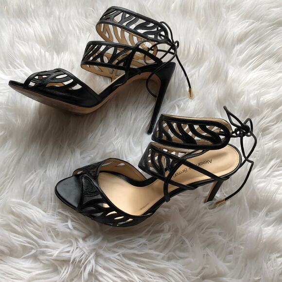 Alexandre Birman Strappy Leather Heel Sandals Black Size 38.5 / 8.5 - Picture 5 of 7
